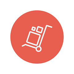 Image showing Trolley with boxes thin line icon