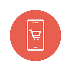 Image showing Location of shopping cart thin line icon