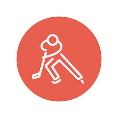 Image showing Moving hockey player thin line icon