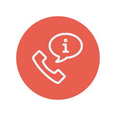 Image showing Talking by phone via internet thin line icon