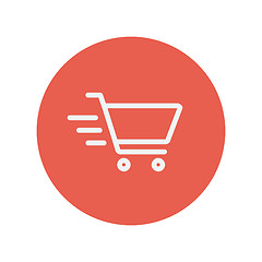 Image showing Fast delivery shopping cart thin line icon