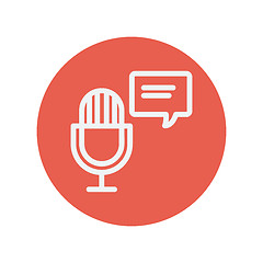 Image showing Microphone with speech bubble thin line icon