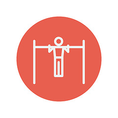 Image showing Pull up exercise in a bar thin line icon