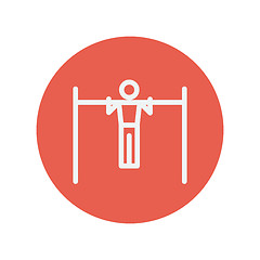Image showing Pull up exercise in a bar thin line icon