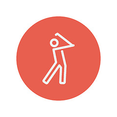 Image showing Golfer thin line icon