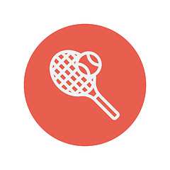 Image showing Tennis racket and ball thin line icon