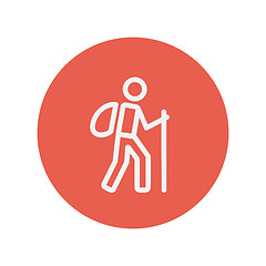 Image showing Hiking exercise thin line icon