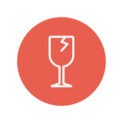 Image showing Broken glass wine. Fragile sign. thin line icon