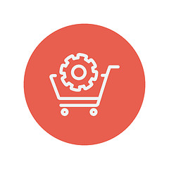Image showing Shopping cart with gear thin line icon