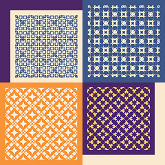 Image showing Set of four seamless patterns. Vintage geometric ornaments. 