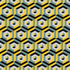 Image showing 3d seamless abstract with hexagonal elements. 