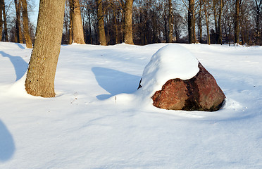 Image showing stone under snow  