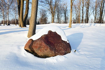 Image showing stone under snow  