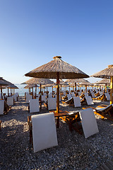 Image showing umbrellas on a beach  