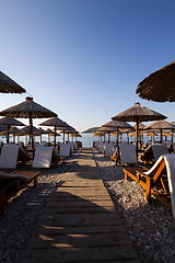 Image showing umbrellas on a beach  