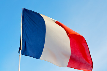 Image showing french waving flag in   france  colour and wave