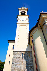 Image showing ancien clock tower in    stone and bell