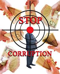 Image showing inscription stop corruption with target hand money