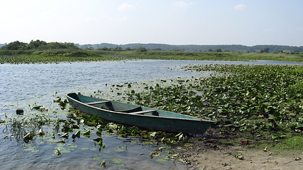 Image showing wooden boat on the river