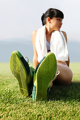 Image showing green sole of shoes