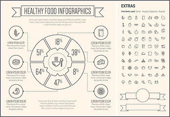 Image showing Healthy Food Line Design Infographic Template