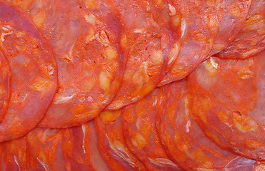 Image showing Spicy chorizo slices