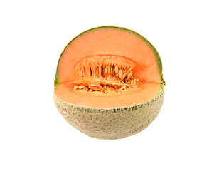 Image showing Fresh cantaloupe melon cut open 