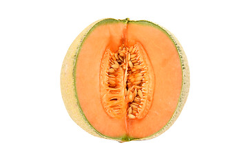 Image showing Juicy canteloupe melon sliced open