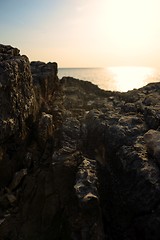 Image showing Closeup photo of rocks on the shore