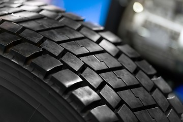 Image showing New car tyre closeup photo