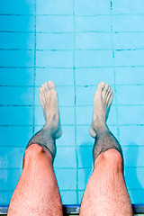 Image showing Male Legs in Pool