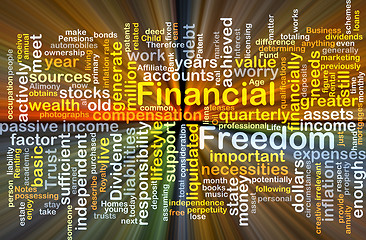 Image showing Financial freedom background concept glowing