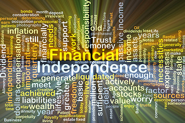 Image showing Financial independence background concept glowing