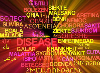 Image showing Disease multilanguage wordcloud background concept glowing