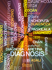 Image showing Diagnosis multilanguage wordcloud background concept glowing