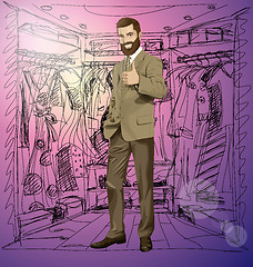 Image showing Vector Business Man With Beard Shows Well Done