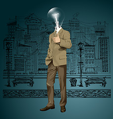 Image showing Vector Lamp Head Business Man Shows Well Done