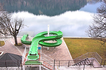 Image showing Green waterslide