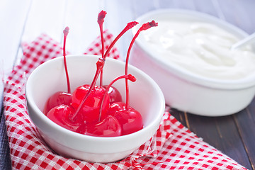 Image showing cherry maraschino and sour creame