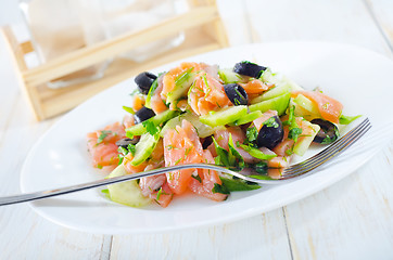 Image showing salad with salmon