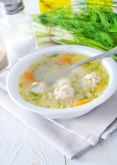 Image showing fresh soup with meat balls