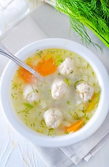 Image showing fresh soup with meat balls