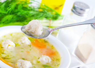 Image showing fresh soup with meat balls