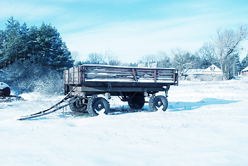 Image showing cart in winter vilage