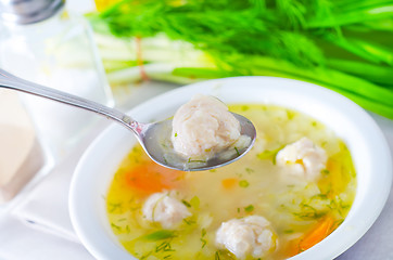 Image showing fresh soup with meat balls