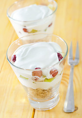 Image showing yogurt and oat flakes