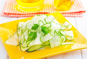 Image showing Fresh salad with fresh cucumber and parsley
