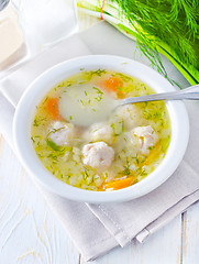 Image showing fresh soup with meat balls