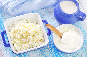 Image showing cottage,milk and sour cream