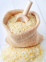 Image showing Raw rice on the table, portion of the raw rice